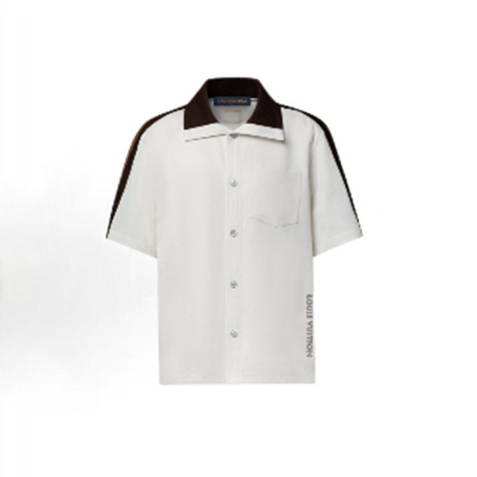 lv louis vuitton striped panel short-sleeve shirt